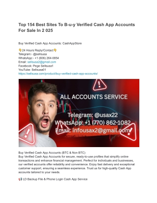 Top 54 Sites To B-u-y Verified Cash App Accounts For Sale In