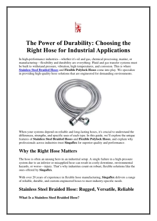 The Power of Durability Choosing the Right Hose for Industrial Applications