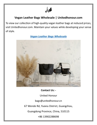 Vegan Leather Bags Wholesale Unitedhonour.com