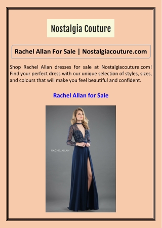 Rachel Allan For Sale Nostalgiacouture.com