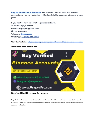 3 Best Trustable Sites to Buy Verified Binance Accounts