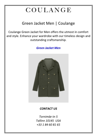 Green Jacket Men Coulange
