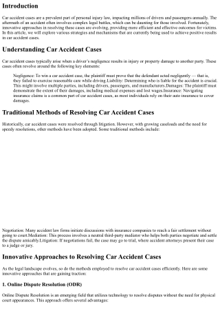 Innovative Approaches to Resolving Car Accident Cases