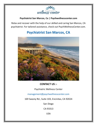 Psychiatrist San Marcos, Ca | Psychwellnesscenter.com
