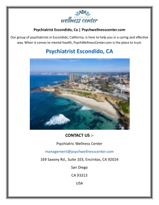 Psychiatrist Escondido, Ca | Psychwellnesscenter.com