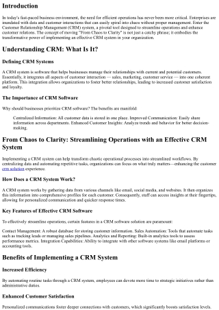 From Chaos to Clarity: Streamlining Operations with an Effective CRM System