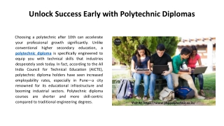 Unlock Success Early with Polytechnic Diplomas