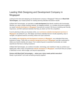 Leading Web Designing and Development Company in Mogappair