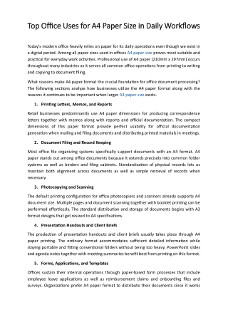 Top Office Uses for A4 Paper Size in Daily Workflows