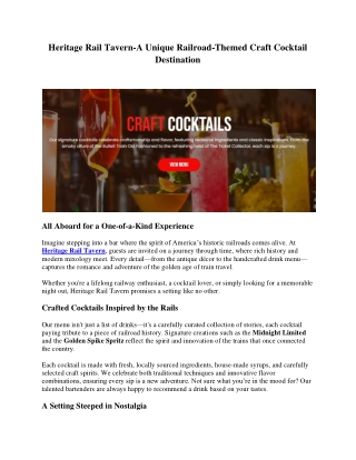 Heritage Rail Tavern-A Unique Railroad-Themed Craft Cocktail Destination