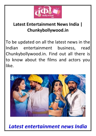 Latest Entertainment News India | Chunkybollywood.in