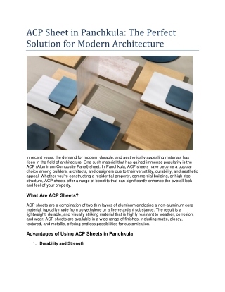 ACP Sheet in Panchkula The Perfect Solution for Modern Architecture