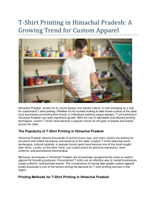 T-Shirt Printing in Himachal Pradesh A Growing Trend for Custom Apparel