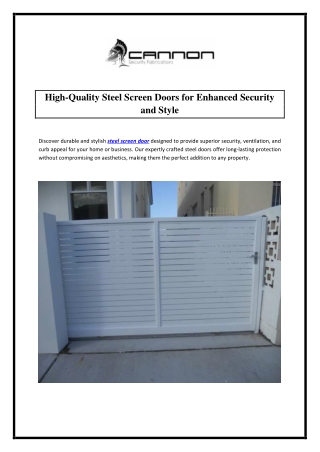 High-Quality Steel Screen Doors for Enhanced Security and Style