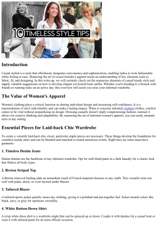 Laid-back Chic: Mastering the Art of Casual Women's Garments