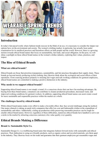 Spotlight on Ethical Brands in Women's Clothing Industry