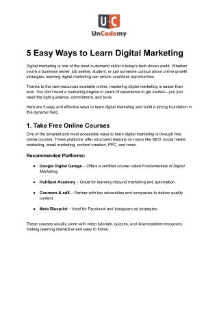 5 Easy Ways to Learn Digital Marketing