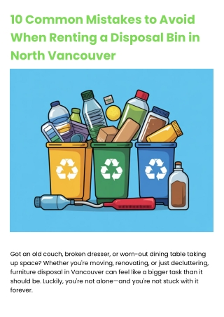 10 Common Mistakes to Avoid When Renting a Disposal Bin in North Vancouver
