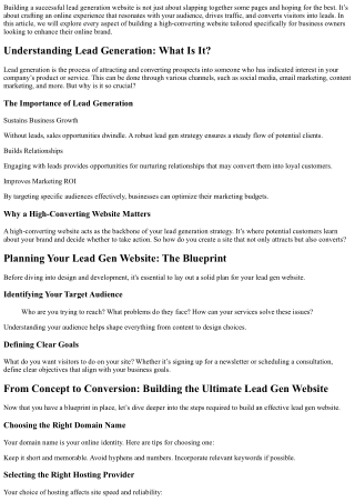 From Concept to Conversion: Building the Ultimate Lead Gen Website
