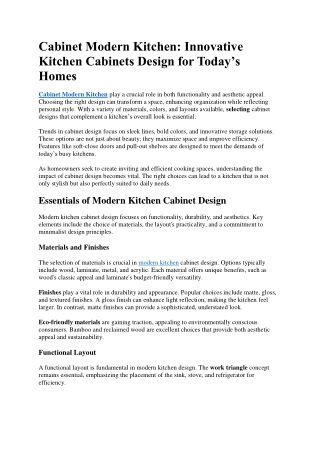 Cabinet Modern Kitchen: Innovative Kitchen Cabinets Design for Today’s Homes