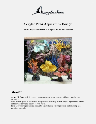 Acrylic Pros Aquarium Design - Custom Aquarium California