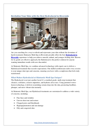 Revitalize Your Skin with the Best Hydrafacial in Riverside