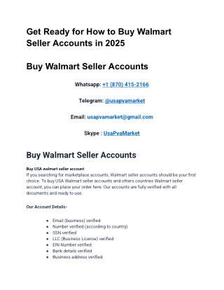 Get Ready for How to Buy ,,,Walmart Seller Accounts in 2025