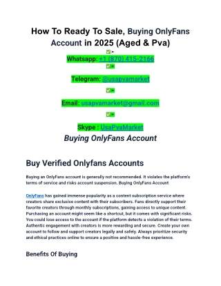 How To Ready To Sale, Buying OnlyFans Account in 2025 (Aged & Pva)