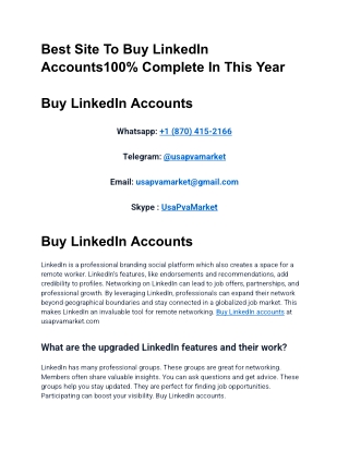Best Site To Buy,,,, LinkedIn Accounts 100% Complete In This Year