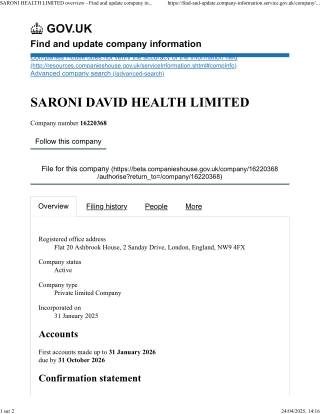 7 - SARONI DAVID SHIPPING _ TRADING LIMITED overview - Find and update company information - G