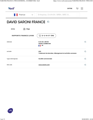10 - DAVID SARONI FRANCE (74981638500050) _ COURBEVOIE_ Verif