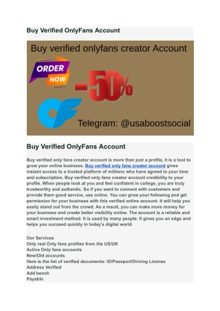 Buy Verified OnlyFans Account