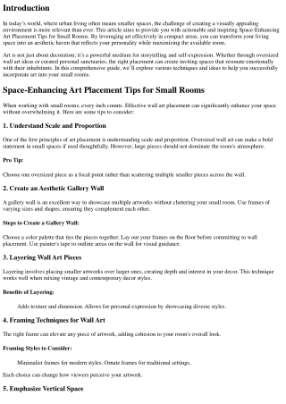 Space-Enhancing Art Placement Tips for Small Rooms