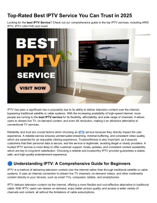 Top-Rated Best IPTV Service You Can Trust in 2025