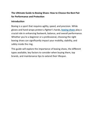 The Ultimate Guide to Boxing Shoes: How to Choose the Best Pair for Performance