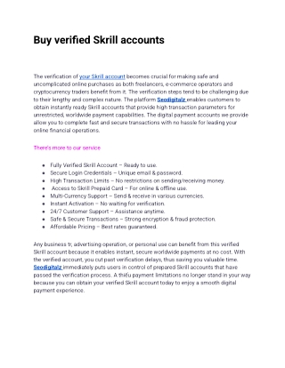 Top 5 trusted site Buy verified Skrill accounts in 2025