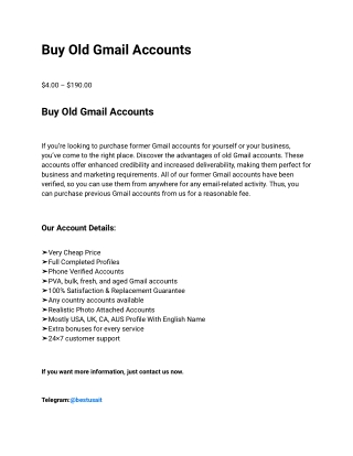 Buy Old Gmail Accounts