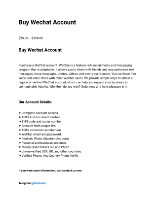 Buy Wechat Account