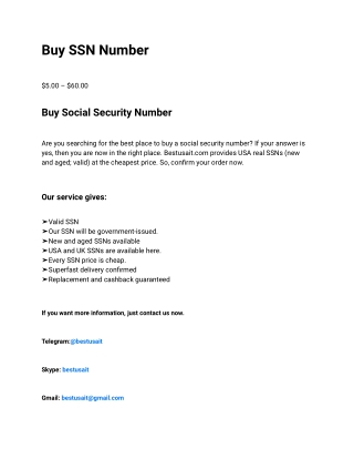 Buy SSN Number