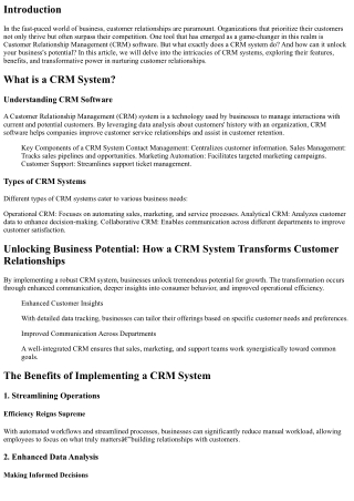 Unlocking Business Potential: How a CRM System Transforms Customer Relationships