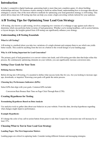 A/B Testing Tips for Optimizing Your Lead Gen Strategy