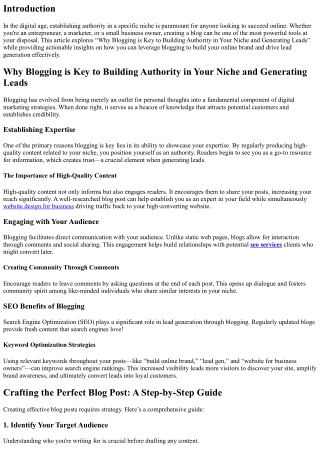 Why Blogging is Key to Building Authority in Your Niche and Generating Leads