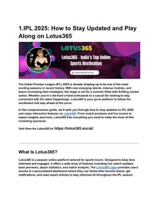 Lotus365 – Your go-to destination for live sports and action-packed gaming.