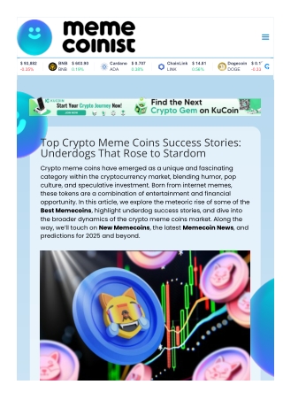 Top Crypto Meme Coins Success Stories: Underdogs That Rose to Stardom