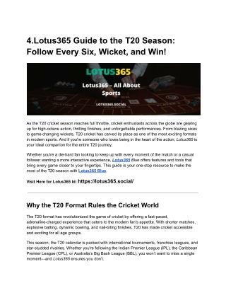 Stay updated with every six, goal, and victory on Lotus365.