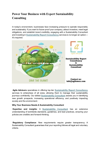 Power Your Business with Expert Sustainability Consulting