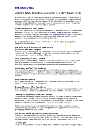 Unlocking Safety- The Domotics