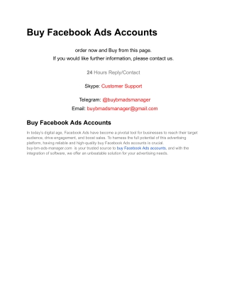 Buy Facebook Ads Accounts