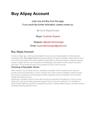Buy Alipay Account