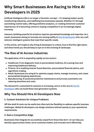 Why Smart Businesses Are Racing to Hire AI Developers in 2025